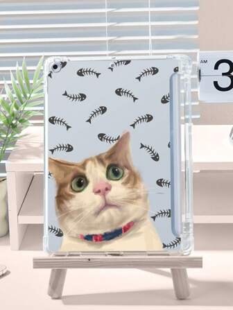 软猫保护壳兼容 iPad 7/8/9 10.2 英寸，内置铅笔槽，还兼容三星 Galaxy Tab A8 10.5 英寸 2022、S6 Lite 10.4 英寸，轻质软壳，TPU 防刮背面，凸起边缘减震