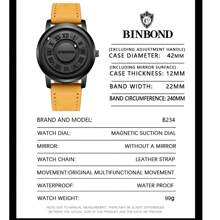 BINBOND Men Quartz Watches Top Luxury Magnetic Levitation Hollow Out Design Leather Strap Waterproof Men Quartz Watch - one-size - View 8