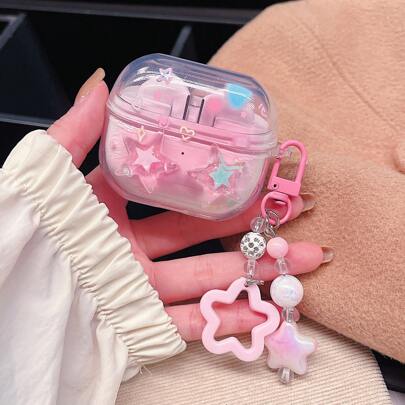 Nowy przezroczysty, kolorowy wisiorek w kształcie gwiazdy, pasujący do etui ochronnego Buds FE/Buds3/3Pro/3FE/CORE/Buds4/4Pro, Galaxy Buds Pro, etui na słuchawki bezprzewodowe Bluetooth Galaxy Buds Live, etui na słuchawki Buds2/2Pro, przezroczyste etui ładujące słuchawki
