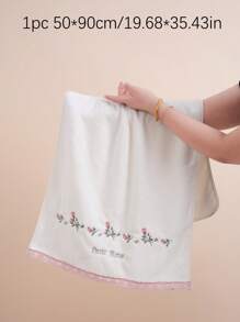9/3/2/1 pieza Toalla de baño de felpa coral bordada con rosa, elemento floral de estilo pastoril y romántico, paño de lavado o toalla de baño suave y absorbente con encaje, decoración acogedora para el baño del hogar, regalo de San Valentín