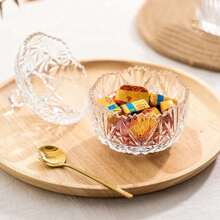1 Pc European Style Lidded Crystal Storage Jar, Candy Jar, Sugar Bowl, Snack Jar, Creative Glass Candy Container, For Kitchen And Home Use