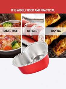 20/30/50/100 件装铝箔心形纸杯蛋糕，带盖心形铝箔蛋糕盘，情人节、母亲节、婚礼一次性迷你蛋糕模具 - 烤箱和空气炸锅 Sa