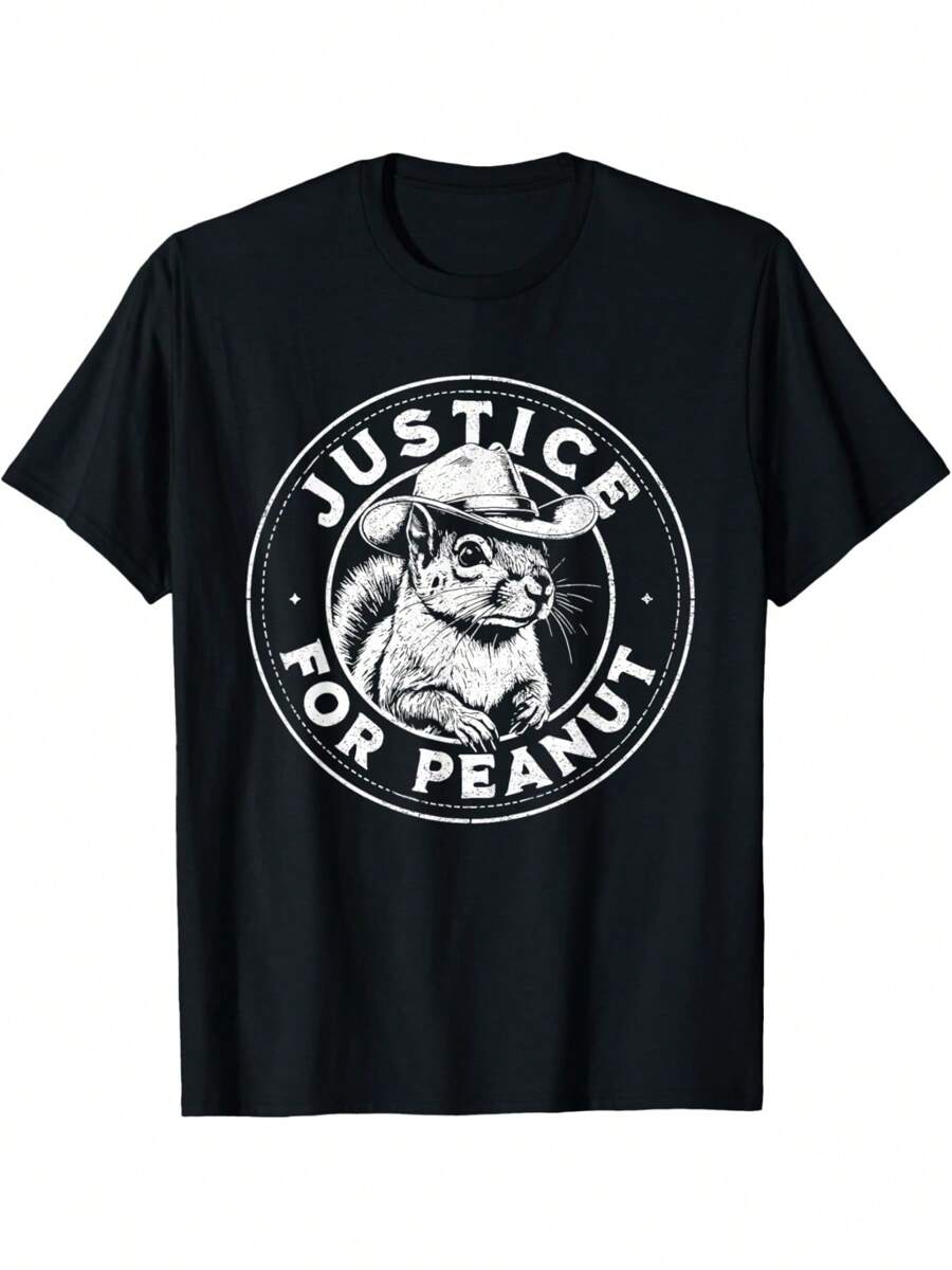Justice For Peanut The Squirrel - P'nut PNut Peanut Squirrel T-Shirt - Black - View 1