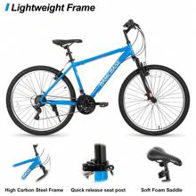 Hiland Bamcbase 26/27.5/29 Inch Adult Mountain Bike, Hardtail MTB Bike For Men And Women With Shimano 21-Speed Rear Derailleur, V-Brakes, Suspension Front Fork & High-Carbon Steel Frame (Grey, Black & Blue) - Màu xanh lam - Xem 3