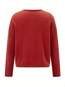 Women's Spring Sweater Cardigan Long Sleeve O Neck Button Up Solid Color Knitwear - Red - View 2
