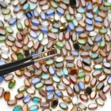 48pcs 4*6mm Colorful Crystal Glass Beads With Gold Trim, Middle Hole, For DIY Crafts, Jewelry Making, Shoes, Accessories, Phone Chain, Necklace, Bracelet, Glasses Chain