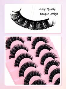 Rikuaild 10 Pairs D Curl Russian Strip Lashes Thick Fake Lashes Natural Look Fluffy Volume Wispy Dramatic Lashes 3D Effect False Eyelashes Strip Lashes,Lashes,Eyelashes,Fake Lashes - Fluffy Lashes - View 5
