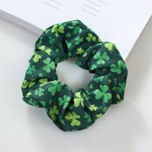 1pc Irish St. Patrick's Day Clover Scrunchie, Fresh Mori Style Big Spring Coil Hair Rope, Party Festival