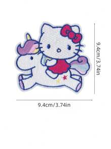 Sanrio 1 pezzo Patch termoadesivo carino con gattini cartoni animati e motivi anime, per decorare vestiti, t-shirt, borse, scarpe, ricamo su tessuto