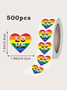 500pcs/Roll LGBT Rainbow Striped Pattern Stickers,School Supplies,Back To School