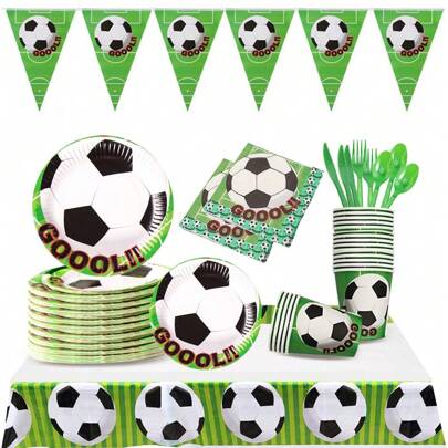 Paquete Vajilla Desechable De Fiesta Futbol 25 Personas