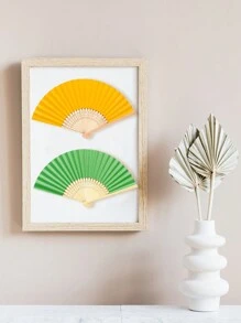 1 件手持纸扇纸折扇，多色折扇，纯色扇子，舞蹈道具，空白设计扇子