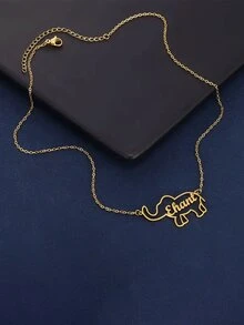 Customizable Stainless Steel Elephant Pendant Necklace - Cute And Simple Design, Perfect For Daily Wear Or Gift Giving - Multicolor - View 7