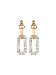 925 纯银 18K 镀金水晶水手和回形针链式手链 - Earrings - 查看 1