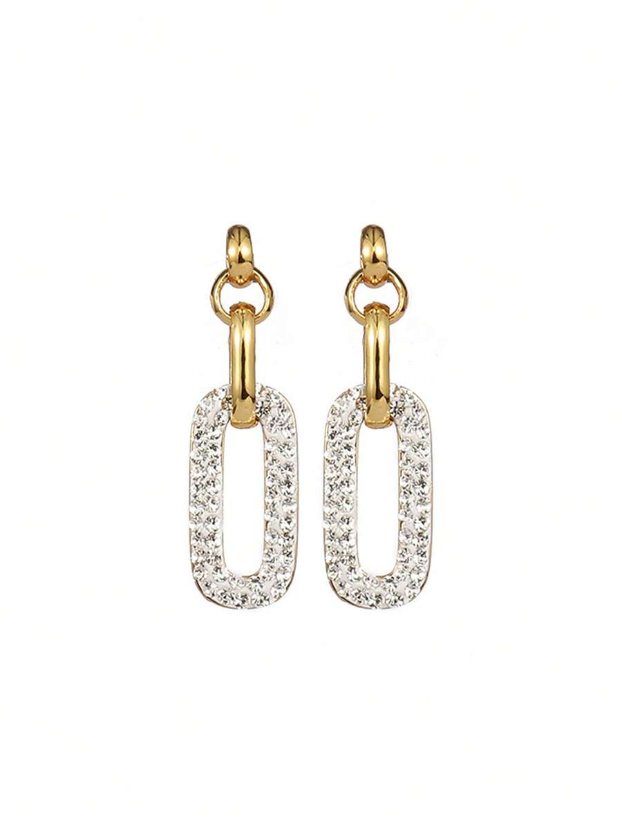 925 纯银 18K 镀金水晶水手和回形针链式手链 - Earrings - 查看 1