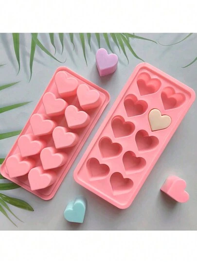 1pc Heart-Shaped Silicone Tray, Mold, For Beverage, Love-Shaped Mold, Chocolate, Candy Making Mold And Tray Back To School