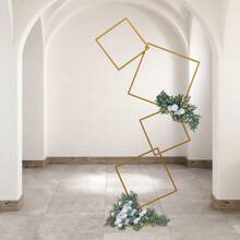 Soporte cuadrado de fondo para boda, marco de flor metálico blanco y dorado desmontable de 4 niveles para fotomatón, decoración del pasillo, decoración de mesa. Regalos de fiesta, decoración de habitación para la novia