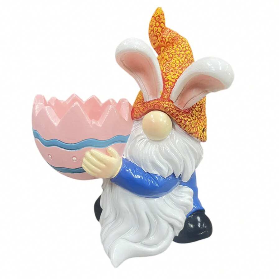 Easter Bunny Gnome Figurines Easter Egg Design Resin Rabbit Gnome Decor For Desktop Home Holiday - Yellow - View 1