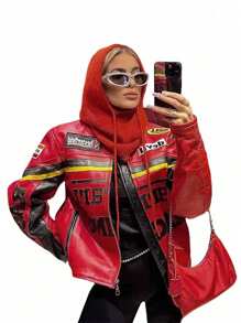 1pc Women's Black Balaclava Hat With Drawstring Detachable Collar, Wool Bareshoulders Hat For Outdoor Skiing, Knitted Face & Neck Protective Hood Cape, Suitable For Winter - Black - View 6