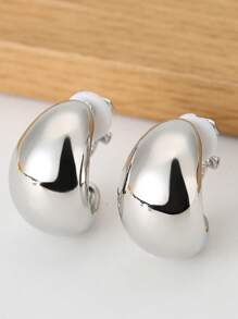 2 件法式奢华水滴耳夹，简约 C 形无穿孔耳环，适合短款和双耳