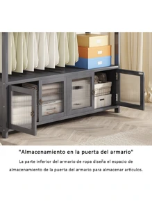Closet Organizador Rack De Madera, 4 Puertas, Para Ropa - Marrón - Ver 4