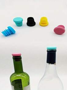 1/2/5pcs Simple & Easy To Use Silicone Wine Stopper, Silicone Wine Beer Bottle Stopper Champagne Drink Sealer Plug ,Reusable Silicone Wine Cork, Suitable For Bottles Of Wine, Beer, Champagne, Safe For Dishwasher, Keeps Wine Fresh