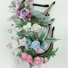 Waldmädchen-Stil Künstlicher Blumenkranz Haarspange, 4 zufällige Farbblumen Haarband Accessoire für Strand Fotografie und Brautjungfern Outfit
