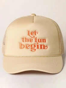 1 Stück Baseballkappe mit Bestickung "Let The Fun Begin", Truckerkappe, leichte atmungsaktive Outdoor Sonnenschutzkappe mit Verstellbarkeit, geeignet für Frühling, Herbst, Reisen, Wandern, Radfahren - Baseball-Netzkappe - Übersicht 5