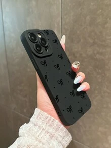 Black Bow Design Phone Case, Compatible With IPhone 16 Pro Max, 14, 13, 12, 11 Pro Max, XS Max, X, XR, 8, 7 Plus, Mini. Suitable As A Birthday Gift For Girlfriend, Boyfriend Or Personal Use - Black - View 4