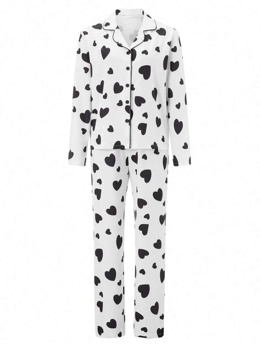 Women's Two Piece Pajama Sets Are Made Of 100% Polyester Material; Lightweight To Skin And Easy To Wash; No Worrying That It Will Do Harm To Your Skin - 黑色 - 查看 1