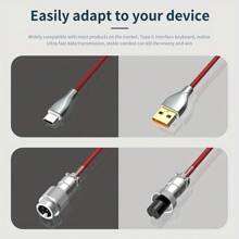 1,5 m weißes 2 Stücke Type-C zu USB Metall-Adapter-Steckverbinder abnehmbares Spielmechanisches Tastaturkabel Set mit Luftsteckerdaten und federnder Verlängerung Type-C Interface, Metallpilotstecker und Spiraldesign für DIY Gaming mechanische Tastaturen