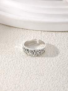 1 Pc Unique Metal Replica Eye Pattern Ring, Charming Party Gift For Women - Antique Silver - View 3