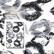 Wystrój pokoju 1 szt. Moda Czarno-biały pocałunek ust Drukuj, Nowoczesna cyfrowa sztuka ścienna, Kobiecy francuski pocałunek Plakat na płótnie, Zabawny dom Sypialnia Kuchnia Salon Łazienka Hotel Kawiarnia Biuro Dekoracja, Bezramowa