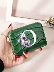 勃艮第包 Charry 红色包 酒红色包 1 件 首字母名称 A 到 Z 图案 多功能零钱包 字母图形卡夹 多卡位卡片收纳袋 信用卡 学校用品 宿舍 女士钱包 迷你钱包 钱包 卡包