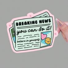 Breaking News You Can Do It Believe In Yourself Newspaper Sticker | Water Resistant Motivational Self Love Affirmation Phone Laptop Decal,School Supplies,Back To School - Multicolor - View 9