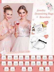 10 件套珠宝袋伴娘礼物亚麻小抽绳袋 10 件套伴娘结手链珠宝包装伴娘求婚礼物新娘派对回礼品 - 彩色 - 查看 10