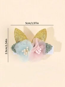2pcs Glitter Bunny's Ear Hair Bow Clips For Toddlers Girls ,Exquisite Tulle Mesh Flower Plants Decor Hair Bows ,Alligator Clips ,Favor Gifts For Girls ,Festival Party Celebration Hair Barrettes ,Kids Teens Hair Accessories ,Suitable Daily Life ,Vacation