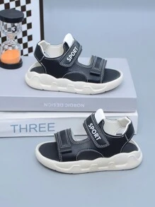 1 paire de sandales plates à bout ouvert pour enfants, design bicolore, minimaliste et confortable, convenant pour le printemps, l'été et l'automne