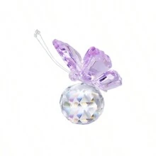 1pc Artificial Crystal Butterfly Figurine With Sphere - Handcrafted Glass Animal Statue, Collectible Decorative Ornament Home Decor Accent For Valentine's Day & Mother's Day Gifts Birthday Graduation