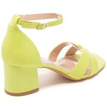Casual Fashion Solid Color Versatile Open Toe Chunky Heel Women Sandals - Yellow - View 5