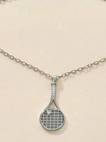 1 件简约创意 18k 镀金铜锆石网球拍吊坠项链，情侣礼物 - 球拍項鍊 - 查看 14