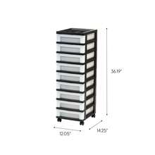 9-Drawer Narrow Plastic Storage Drawer Cart With Organizer Top, White - Black - View 6