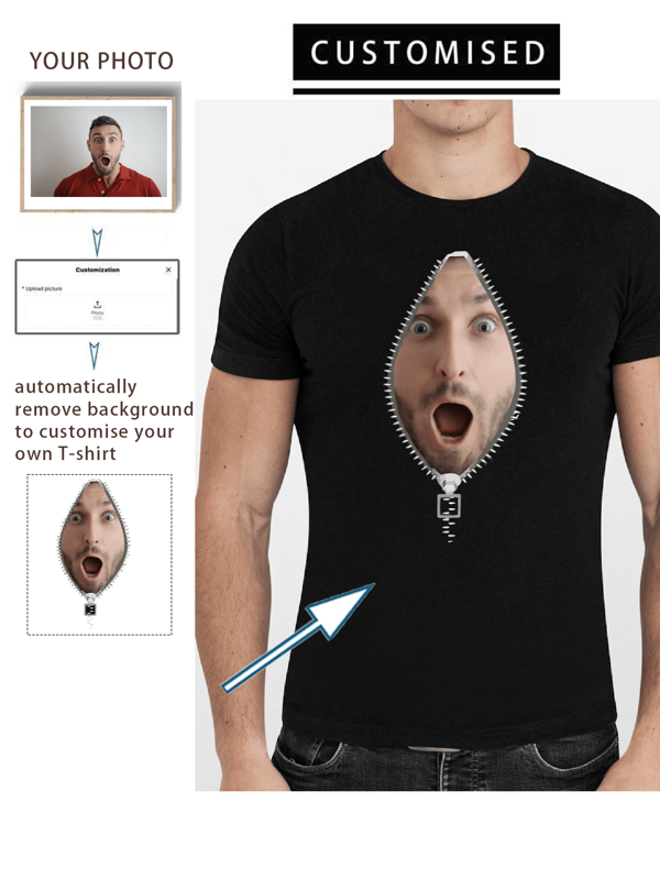 Customized Men's Personalized Loose Fit Fun Face T-Shirt -Add You Face Or Photo (Selfie/Family Photo/Pet Photo/Friend Photo/Party/Team/ Boyfriend/Girlfriend/Pet/Couple Matching/ Workwear),Stylish,Fashion,Hipster,Casual,Minimal Chic,Personalized,Customized,Custom,Unique,Guy Costumes,Capsule Wardrobe,Men Basic/Street Style,Ideal Gifts For Him,Boyfriend,Family,Friends,For Birthdays,For Vacation/Holiday,For School/Competition,For Sports/Climbing,Summer Shirts