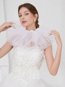 INNNEVV 1pc White Mesh Neck Decoration Collar Accessory, Perfect Outfit For Performance - One Size - View 1