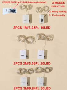 2入組10/20/30LED 1/2/3M塑料燈串現代可伸縮家居裝飾燈 - 彩色 - 查看 10