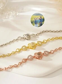 1 chiếc vòng tay chiếu hình trái tim tùy chỉnh, vòng tay chiếu hình trái tim cá nhân hóa dành cho nữ, quà tặng cho bạn gái, ngày Valentine, Giáng sinh, Ngày của Mẹ, vàng, thời trang, nhiều màu sắc, cổ điển, đơn giản, unisex, thường ngày, dễ thương, tùy chỉnh, cá nhân hóa, độc đáo, quà tặng lý tưởng cho anh ấy, quà tặng lý tưởng cho cô ấy, bạn trai, bạn gái, bố, mẹ, gia đình, bạn bè, kỷ niệm, sinh nhật, tốt nghiệp, dạ hội, tiệc tùng, trang sức cho nữ, vòng tay chữ cái đầu - vàng 2 - Xem 11