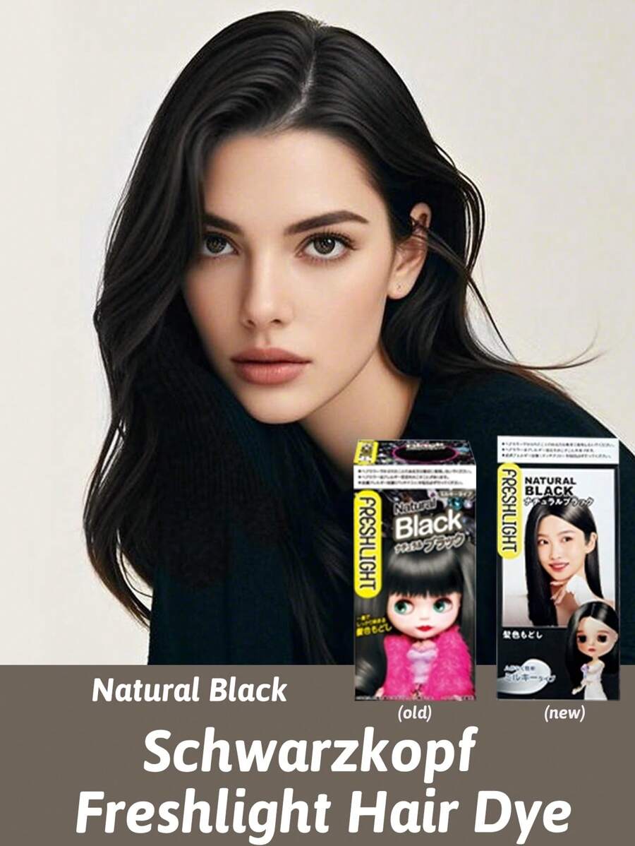 Schwarzkopf 施华蔻 Freshlight 染发剂 自然黑，温和染发，补充营养，深层滋养，增强光泽，丝蛋白精华，多种氨基酸，乳霜配方，减少颜色偏差，使用方便，效果持久，增强光泽，抚平毛鳞片，修复损伤，染发爱好者，头发受损人士，想要闪亮头发的人，家庭染发，日常护发程序 - 自然黑 - 查看 1