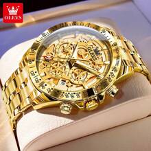 OLEVS. OLEVS Gold Men's Watches Original Quartz Watches For Men Waterproof Luminous Chronograph Date 24 Hours Watches Luxury Stainless Steel Strap Men Watches - one-size - View 8