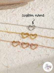 1Pc Minimalistische Gegraveerde Naam Hart Ketting, Gepersonaliseerde Hart Letter Hanger Ketting Voor Vriendin, Mode Gegraveerde 18K Vergulde Meerdere Teksten Familie Naam Ketting Sieraden, Kerstcadeau, Valentijnsdag Cadeau, Vriendschapscadeau, Huwelijkscadeau