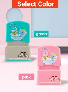 LICVIC 1/2 piezas Sello personalizado con nombre y firma para niños, sello con patrón de dibujos animados personalizado, sello con tinta automática de dibujos animados personalizado para DIY, sellos para firmar nombres, sello de nombre impermeable para ropa de niños
